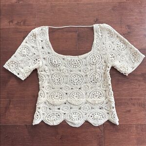 Elegant Cream Crochet Women's Top
